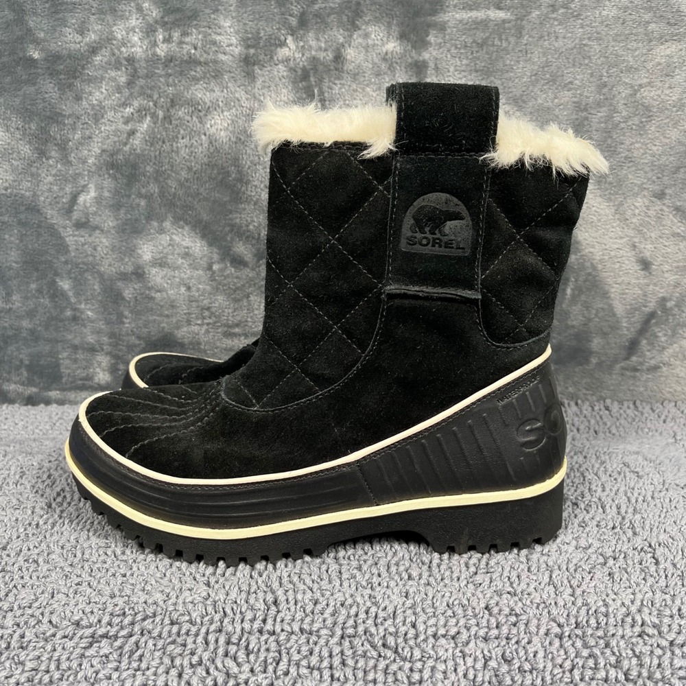 Sorel Tivoli II Black Suede Waterproof Faux Fur Winter Boots NL2329-010 Womens 7